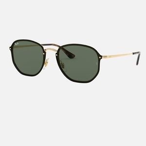Ray-Ban Hexagonal Green and Gold Sunglasses